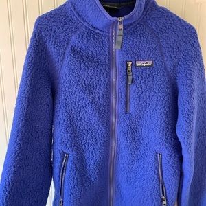 Patagonia sherpa fleece zip up- teal blue